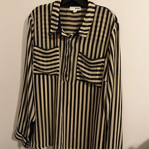 Striped Navy and Cream Women's Top